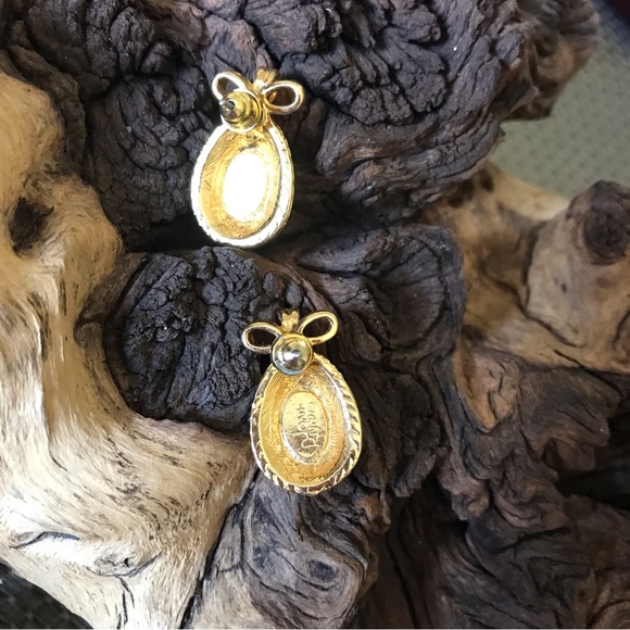 Joan Rivers Vintage Faberge Egg Gold Tone Bow Rope Classic Post Earrings SIGNED - Picture 5 of 10